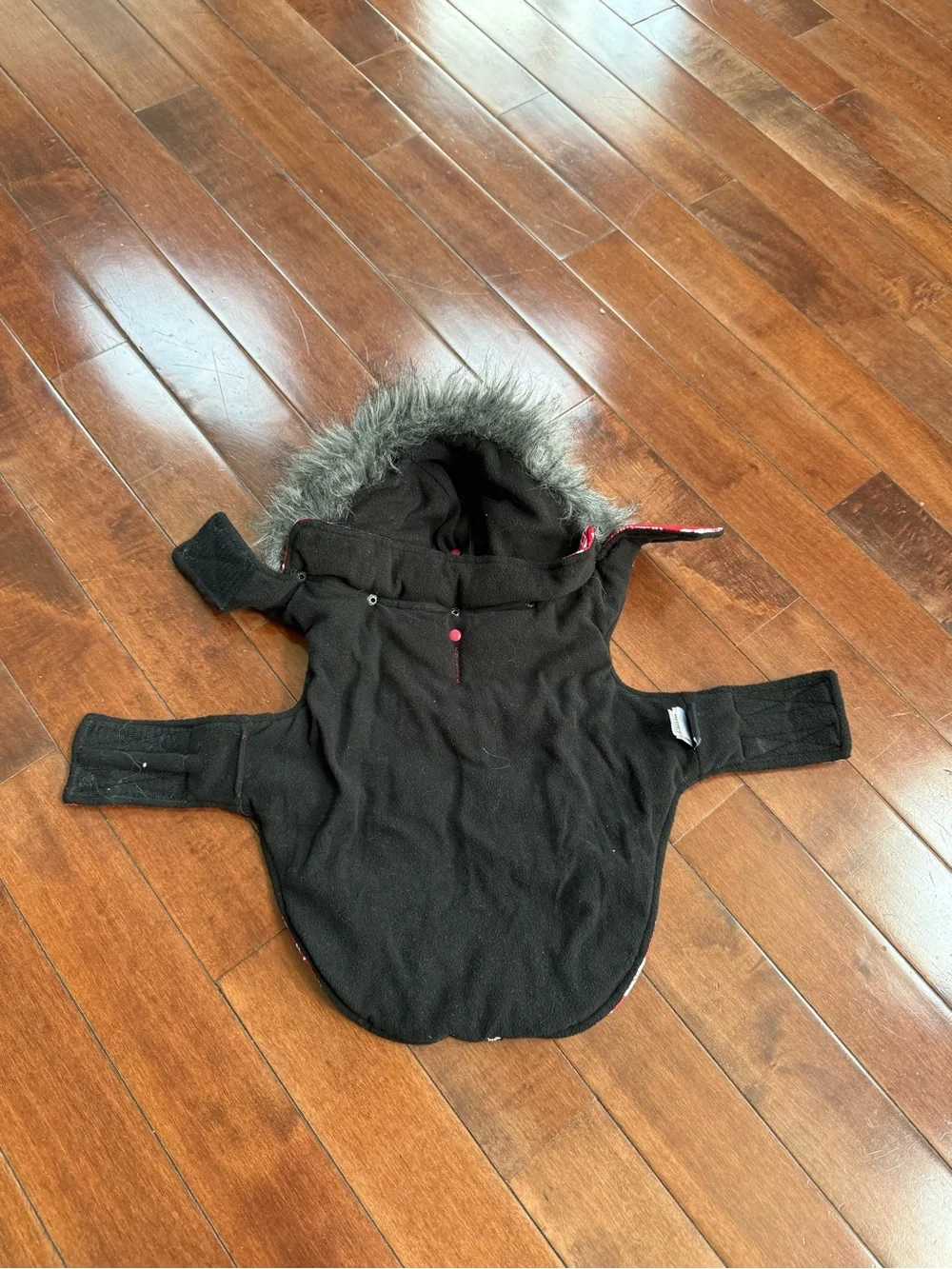 Hotel Doggy Red Polar Bear Fair Isle Hooded Dog Jacket, size Medium